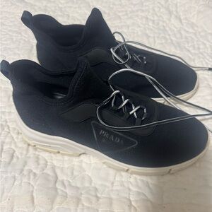 Prada Black and White Athletic Shoes